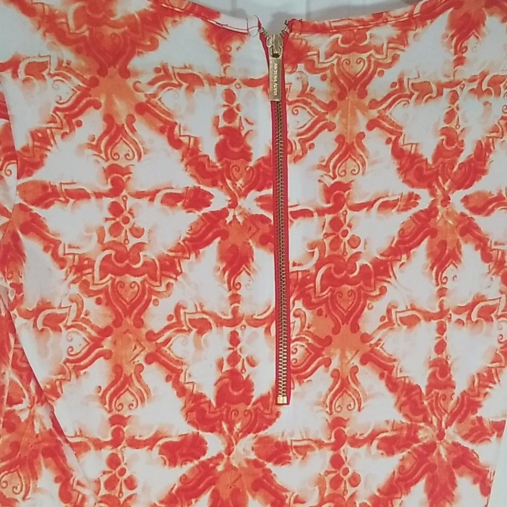 Michael kors white and orange print dress small
